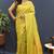 lemon green & gold woven banarasi silk blend saree with rich zari border