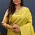 lemon green & gold woven banarasi silk blend saree with rich zari border