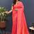 rani pink & gold woven banarasi silk blend saree with rich zari border