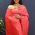 rani pink & gold woven banarasi silk blend saree with rich zari border