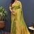 green & gold woven banarasi silk blend saree with rich zari border