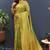 green & gold woven banarasi silk blend saree with rich zari border
