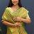 green & gold woven banarasi silk blend saree with rich zari border