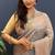 grey & gold woven banarasi silk blend saree with rich zari border