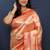 Rose gold silk blend saree with red floral zari weaving & rich brocade pallu