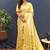 Beige gold silk blend saree with yellow floral zari weaving & rich brocade pallu