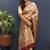 Gold silk blend saree with maroon floral zari weaving & rich brocade pallu