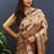 Gold silk blend saree with maroon floral zari weaving & rich brocade pallu