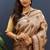 Gold silk blend saree with maroon floral zari weaving & rich brocade pallu
