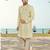 Light lemon colour full computer amrodery sherwani set with thred and stone work with handwork botton, collar