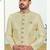 Light lemon colour full computer amrodery sherwani set with thred and stone work with handwork botton, collar