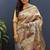 Gold silk blend saree with grey floral zari weaving & rich brocade pallu