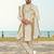 Cream colour havy sherwani set with less, thred & zari hand work