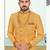 Yellow colour full computer amrodery two pice sherwani set with thred  work with fancy botton