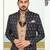 Nevy blue & beige colour full computer amrodery two pice sherwani set with thred  work with fancy botton
