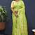 Parrot green banarasi silk blend saree with zari floral weaving