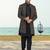 Black colour full computer amrodery two pice sherwani set with thred  work with fancy botton