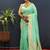 Sea green banarasi silk blend saree with zari buti & rich woven border