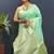Sea green banarasi silk blend saree with zari buti & rich woven border