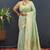Mint green banarasi silk blend saree with zari buti & rich woven border