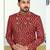 Maroon colour full computer amrodery sherwani set with thred, stone & hand work with fancy botton