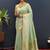 Mint green banarasi silk blend saree with zari buti & rich woven border