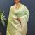 Mint green banarasi silk blend saree with zari buti & rich woven border