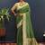 Dark green banarasi silk blend saree with zari buti & rich woven border