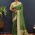 Dark green banarasi silk blend saree with zari buti & rich woven border