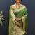 Dark green banarasi silk blend saree with zari buti & rich woven border