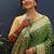 Dark green banarasi silk blend saree with zari buti & rich woven border