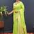 Parrot green banarasi silk blend saree with zari buti & rich woven border