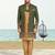 Green & beige colour full computer amrodery two pice sherwani set with thred  work with fancy botton