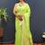 Parrot green banarasi silk blend saree with zari buti & rich woven border