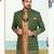 Green & beige colour full computer amrodery two pice sherwani set with thred  work with fancy botton