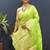 Parrot green banarasi silk blend saree with zari buti & rich woven border