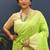Parrot green banarasi silk blend saree with zari buti & rich woven border