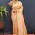 Peach banarasi silk blend saree with zari buti & rich woven border