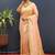 Peach banarasi silk blend saree with zari buti & rich woven border