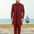 Maroon colour full computer amrodery two pice sherwani set with thred  work with fancy botton
