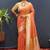 Orange banarasi silk blend saree with zari buti & rich woven border