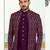 Purple colour full computer amrodery two pice sherwani set with thred  work with fancy botton