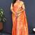 Orange banarasi silk blend saree with all-over gold zari floral jaal