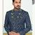 Blue colour full computer amrodery sherwani set with thred and stone work with handwork botton, collar
