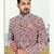 Maroon & off white full computer amrodery two pice sherwani set with thred  work with fancy botton