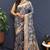 Grey banarasi silk blend saree with all-over gold zari floral jaal