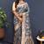 Grey banarasi silk blend saree with all-over gold zari floral jaal