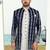 Nevy blue & off white full computer amrodery sherwani set with thred and stone work with handwork botton, collar