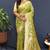 Light green banarasi silk blend saree with all-over gold zari floral jaal
