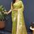 Light green banarasi silk blend saree with all-over gold zari floral jaal